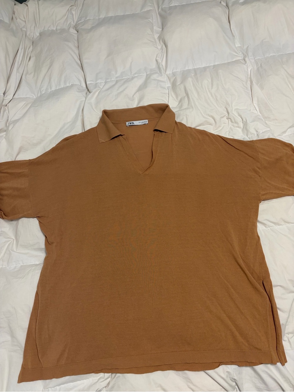 ZARA Women’s Brown Knit Polo Shirt